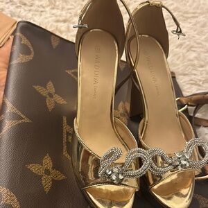 Wild Diva Gold Embellished Heels